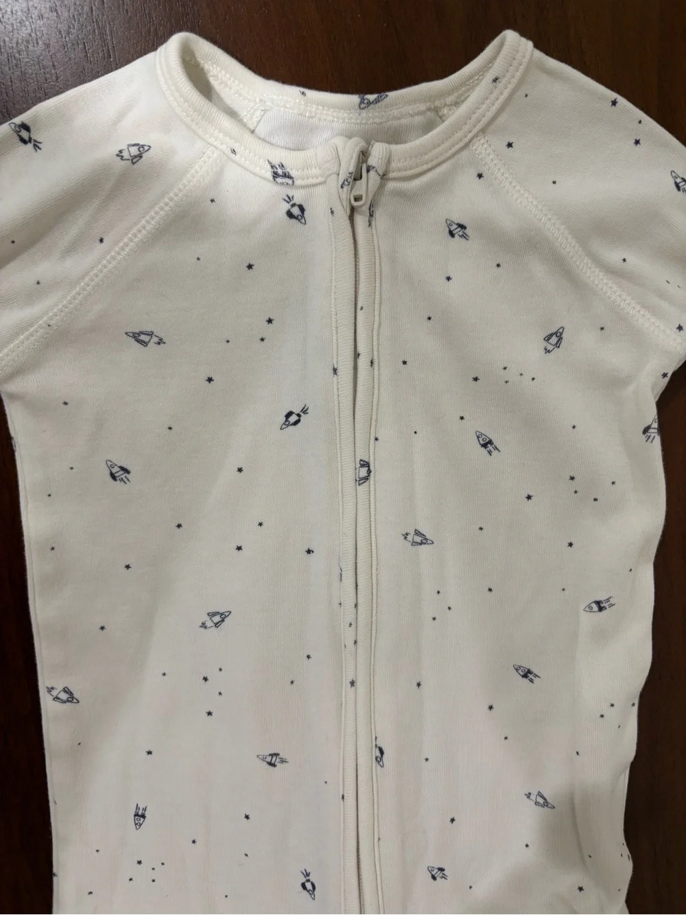 Pehr Cream Footed Baby One-Piece Sleeper with Subtle Navy Print